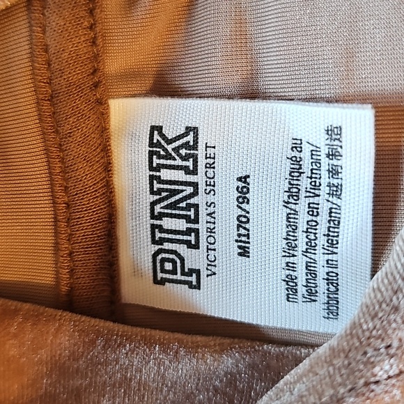 PINK Victoria's Secret Brown Cropped Velour Hoodie Size M - Picture 3 of 7